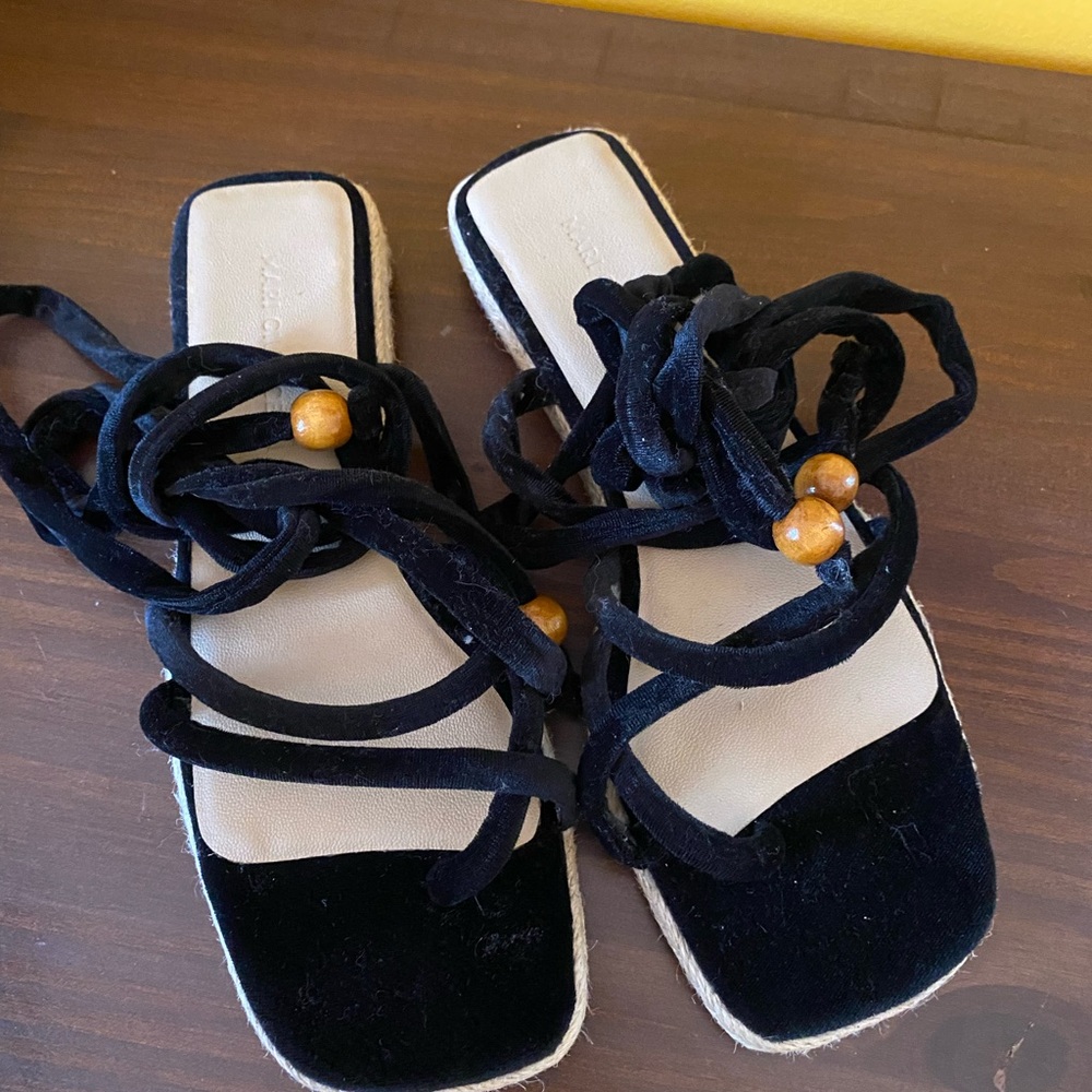 MARI GIUDICELLI Velvet Lace-up Sandals.
